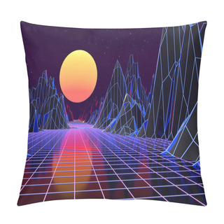 Personality  3d Background Illustration Inspired By 80's Scene Synthwave And Retrowave. Pillow Covers