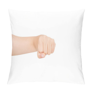 Personality  Hand Gesture. Woman Clenched Fist, Ready To Punch, Isolated On White, Close-up, Copy Space, Activity Concept,feminism Pillow Covers