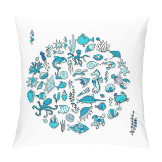 Personality  Marine Life, Sketch For Your Design Pillow Covers