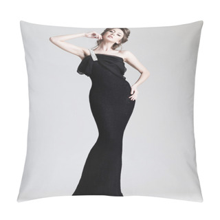 Personality  Beautiful Woman Model Posing In Elegant Dress In The Studio Pillow Covers