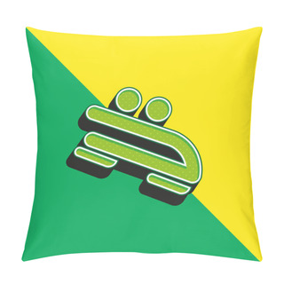 Personality  Bobsled Green And Yellow Modern 3d Vector Icon Logo Pillow Covers