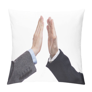 Personality  Successful Business Giving High Five  Pillow Covers