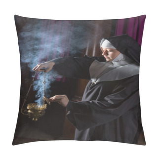 Personality  Nun Preparing Incense For Mass Pillow Covers