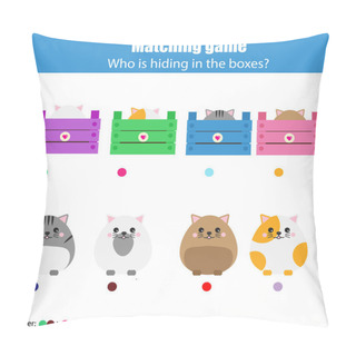 Personality  Matching Children Education Game, Kids Activity. Match Animals With Box Pillow Covers