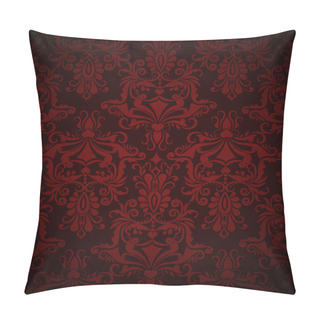 Personality  Seamless Dark Red Vintage Vector Wallpaper Pattern. Pillow Covers