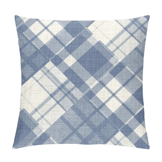 Personality  Farmhouse Blue Plaid Seamless Pattern. Vintage Style Twill All Over Print For Tweed Wallpaper Design.  Pillow Covers