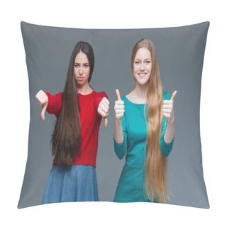 Personality  Two Women Over Gray Pillow Covers