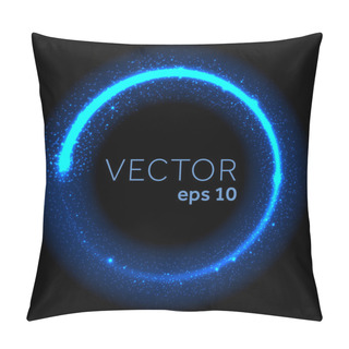 Personality  Neon Blue Glittering Star Dust Circle Pillow Covers