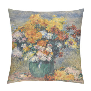Personality  Auguste Renoir, Bouquet Of Chrysanthemums (Bouquet De Chrysantmes) Is An Oil Painting On Canvas By French Painter, Artist Pierre-Auguste Renoir  (1841-1919). Pillow Covers