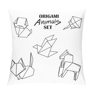 Personality  Origami Animals Set. Animals From Paper Snake, Dog, Horse, Cat, Bird, Fox Pillow Covers