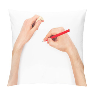 Personality  Human Hands With Pencil And Erase Rubber Writting Something Pillow Covers