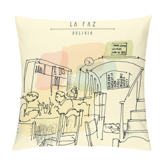 Personality  People Having Breakfast At Cafe In La Paz Pillow Covers