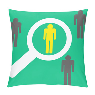 Personality  Magnifying Glass Searching People, Best Worker. Stock Vector Pillow Covers