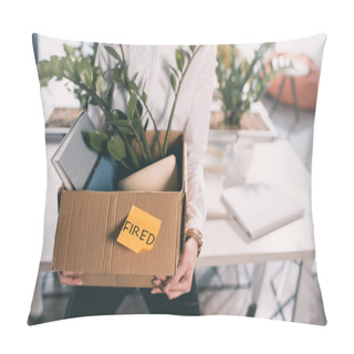 Personality  Fired Businesswoman Holding Box  Pillow Covers