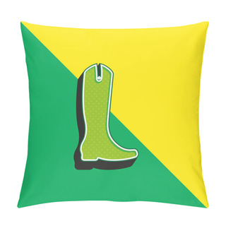 Personality  Boot Tall And Black Green And Yellow Modern 3d Vector Icon Logo Pillow Covers