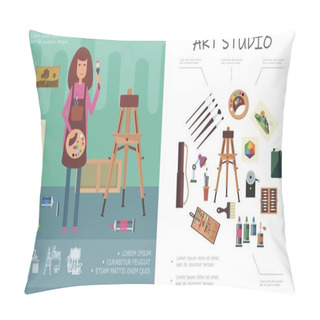 Personality  Flat Art Studio Concept Pillow Covers