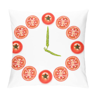 Personality  Clock Made Of Tomatoes And Peppers Pillow Covers