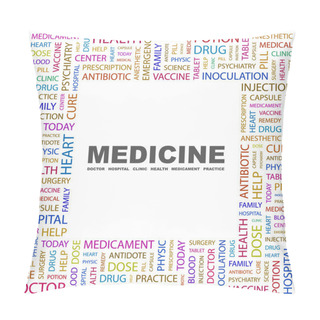 Personality  MEDICINE. Word Collage On White Background Pillow Covers