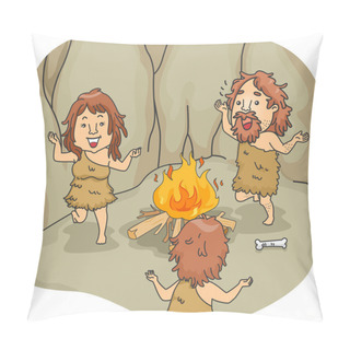 Personality  Caveman Family Dance Pillow Covers