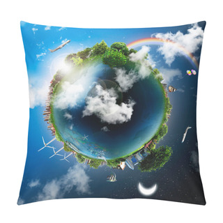 Personality  Globe Showing The Various Modes Of Transport And Life Styles In Pillow Covers
