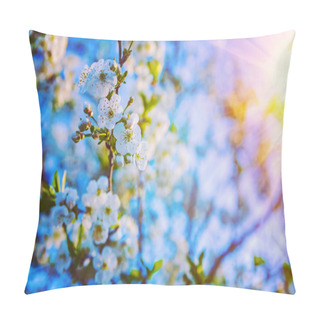 Personality  Blossoming Flowers On Twig Of Cherry Tree Pillow Covers