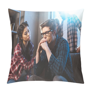 Personality  Woman Supporting Male Friend  Pillow Covers