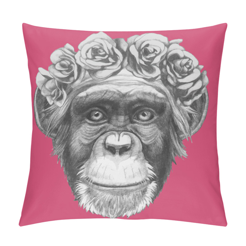 Personality  Monkey With Floral Wreath Pillow Covers