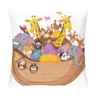 Personality  Animal On Noah's Ark Isolated On White Background Illustration Pillow Covers
