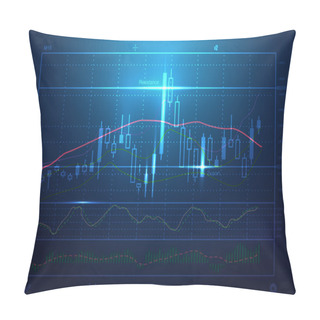 Personality  Vector Stock Charts And Market Analysis In Blue Theme. Pillow Covers