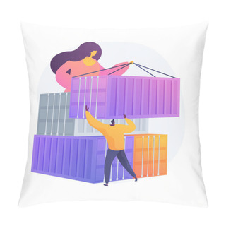 Personality  Container Transportation Abstract Concept Vector Illustration. Pillow Covers
