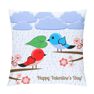 Personality  Vector Illustration With Bird In Love. Pillow Covers