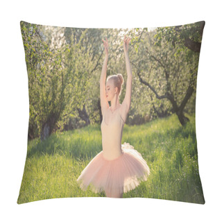 Personality  Tender Dancer Woman In Green Flowers Landscape At Sunset Pillow Covers
