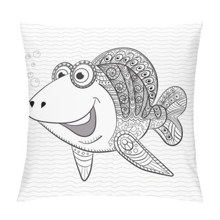Personality  Antistress Coloring Book For Adult And Children. Funny Fish Pillow Covers