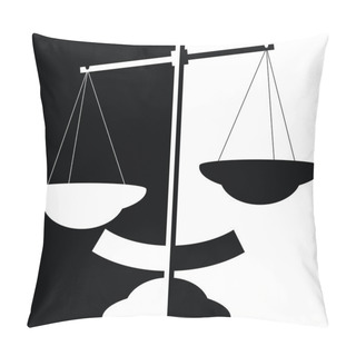 Personality  Black And White Silhouette Of Balance Scale Pillow Covers