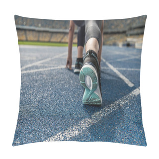 Personality  Sportswoman On Starting Line  Pillow Covers