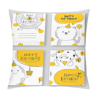 Personality  Set Of Hand Drawn Party Cards With Doodle Elements. Pillow Covers