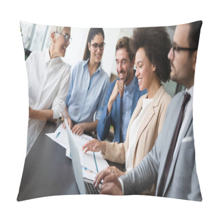 Personality  Business Colleagues Having Meeting In Conference Room In Modern Office Pillow Covers