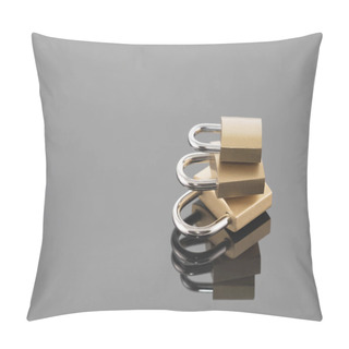Personality  Security Concept With Three Metal Padlocks  Pillow Covers