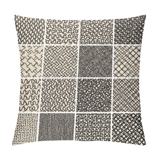 Personality  Basic Doodle Seamless Pattern Set No.8 In Black And White Pillow Covers