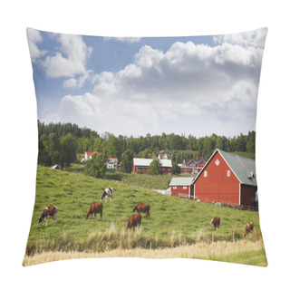 Personality  Small Red Farm Houses Pillow Covers