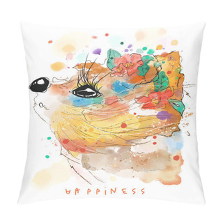 Personality  Beautiful Fox Paintings In Colorful And Elegant Watercolor Style. Pillow Covers