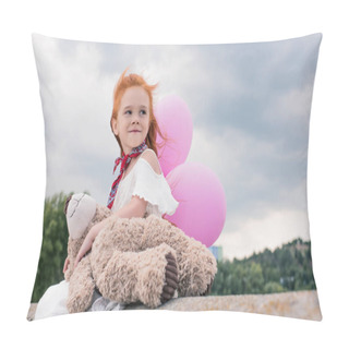 Personality Child With Balloons And Teddy Bear Pillow Covers