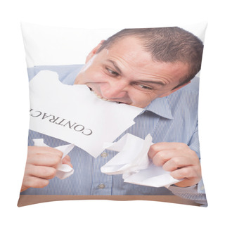 Personality  Businessman Ripping Apart Contract Pillow Covers