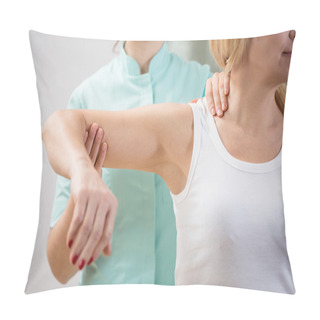 Personality  Physical Therapist Diagnosing Patient Pillow Covers