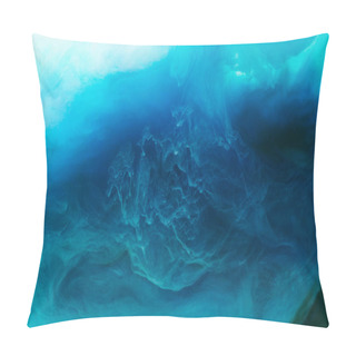 Personality  Full Frame Image Of Mixing Of Blue, Black, Turquoise And White Paints Splashes In Water Pillow Covers