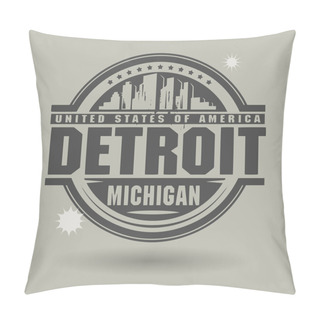 Personality  Stamp Or Label With Text Detroit, Michigan Inside Pillow Covers