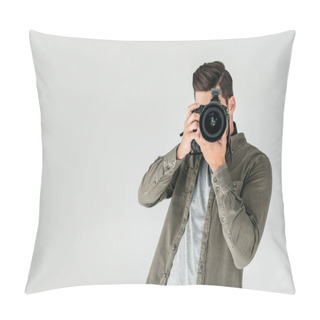 Personality  Photographer With Digital Photo Camera Pillow Covers