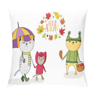 Personality  Cats With Autumn Leaves And Quote Pillow Covers
