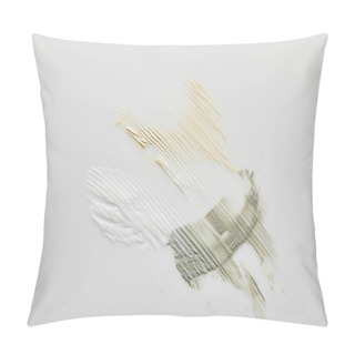 Personality  Top View Of Clay, Cosmetic And Tone Cream Brushstrokes On Grey Background Pillow Covers
