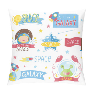 Personality  Cartoon Illustration About Space. Pillow Covers